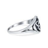 Triquetra Celtic Band Plain Ring Split Shank Oxidized Round 925 Sterling Silver