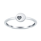 Round Heart Plain Ring Oxidized 925 Sterling Silver Heart Band