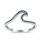 Bali Wave Plain Ring Oxidized Wave Band 925 Sterling Silver (8mm)