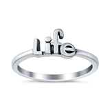 Life Ring Plain Band Oxidized 925 Sterling Silver