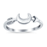 Oxidized Moon and Arrow Plain Ring Band 925 Sterling Silver