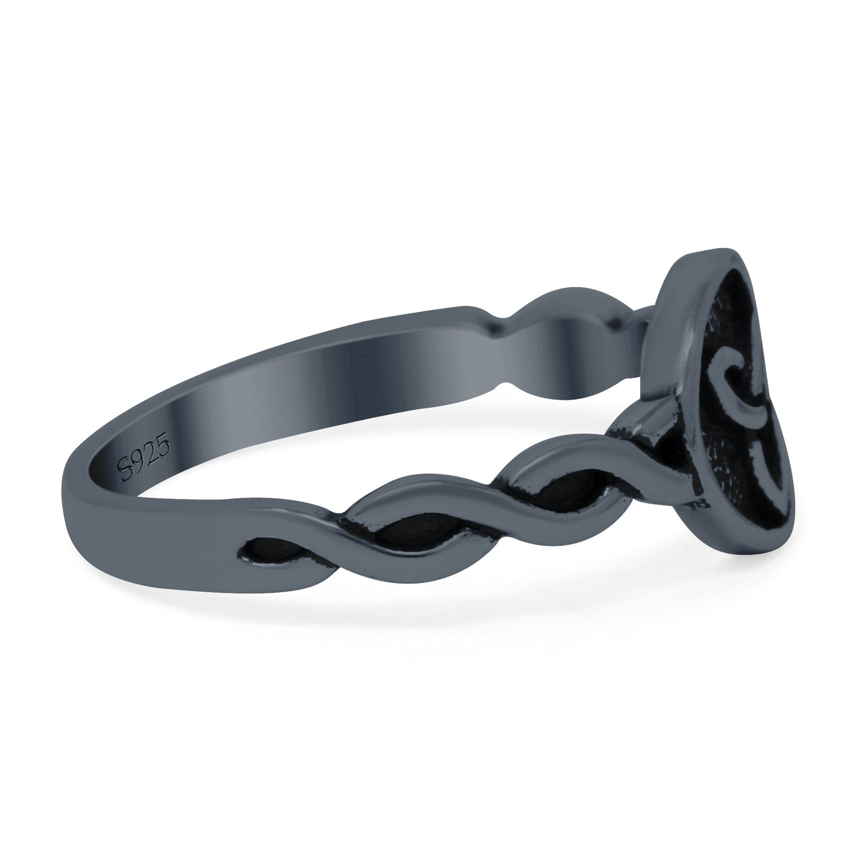 Triquetra Band Oxidized Ring Solid 925 Sterling Silver (9mm)