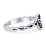 Triquetra Band Oxidized Ring Solid 925 Sterling Silver (9mm)