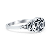 OM Celtic Plain Ring Oxidized Band 925 Sterling Silver