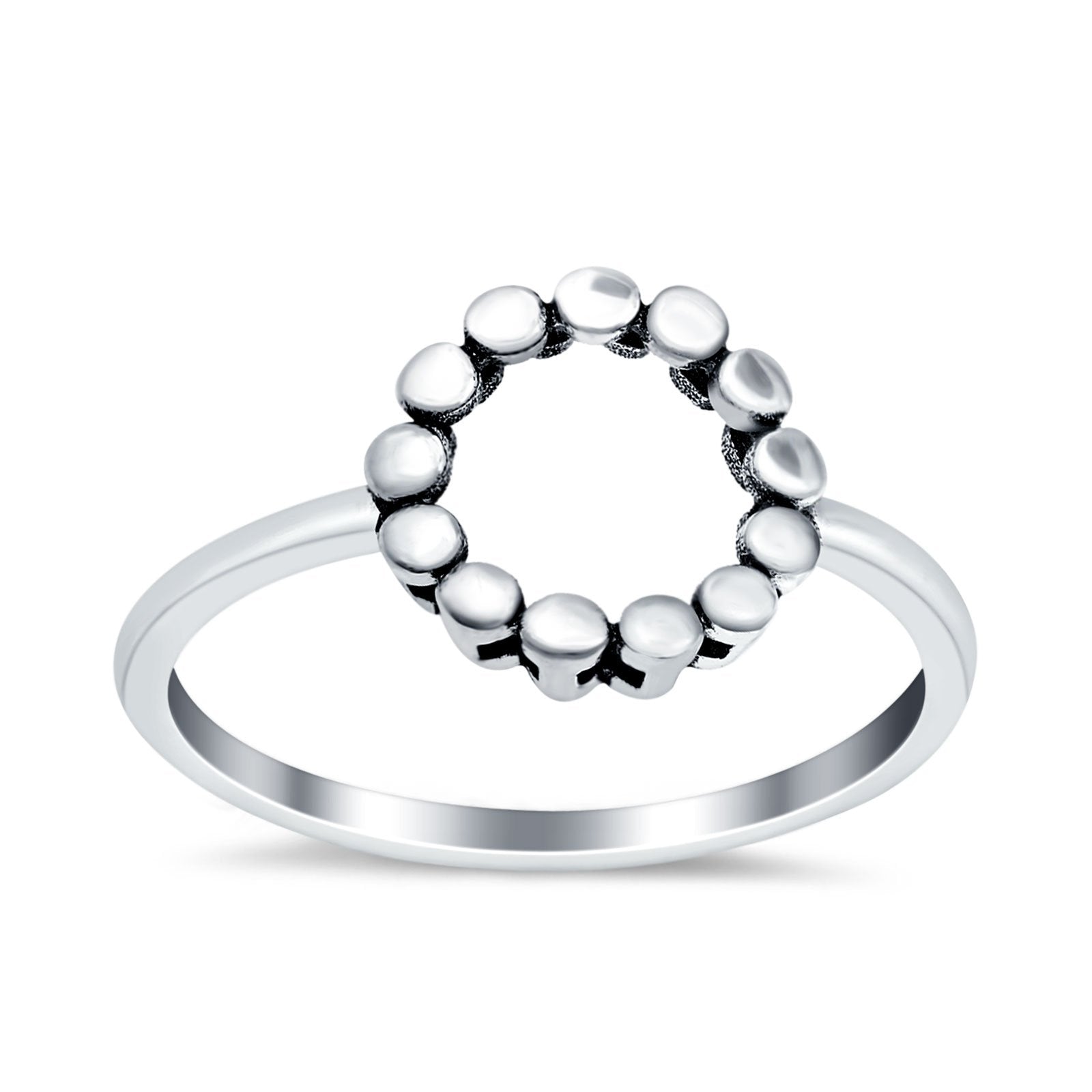 O Open Plain Ring Oxidized Band 925 Sterling Silver