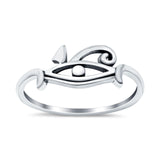Eye of Horus Plain Ring Band Oxidized 925 Sterling Silver