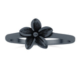 Plumeria Band Oxidized Thumb Ring Solid 925 Sterling Silver (9mm)