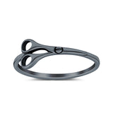 Scissors Band Oxidized Ring Solid 925 Sterling Silver