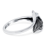 Whale Ring Oxidized Band Solid 925 Sterling Silver (13mm)