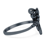 Dragonfly Band Oxidized Ring Solid 925 Sterling Silver Thumb Ring (15mm)