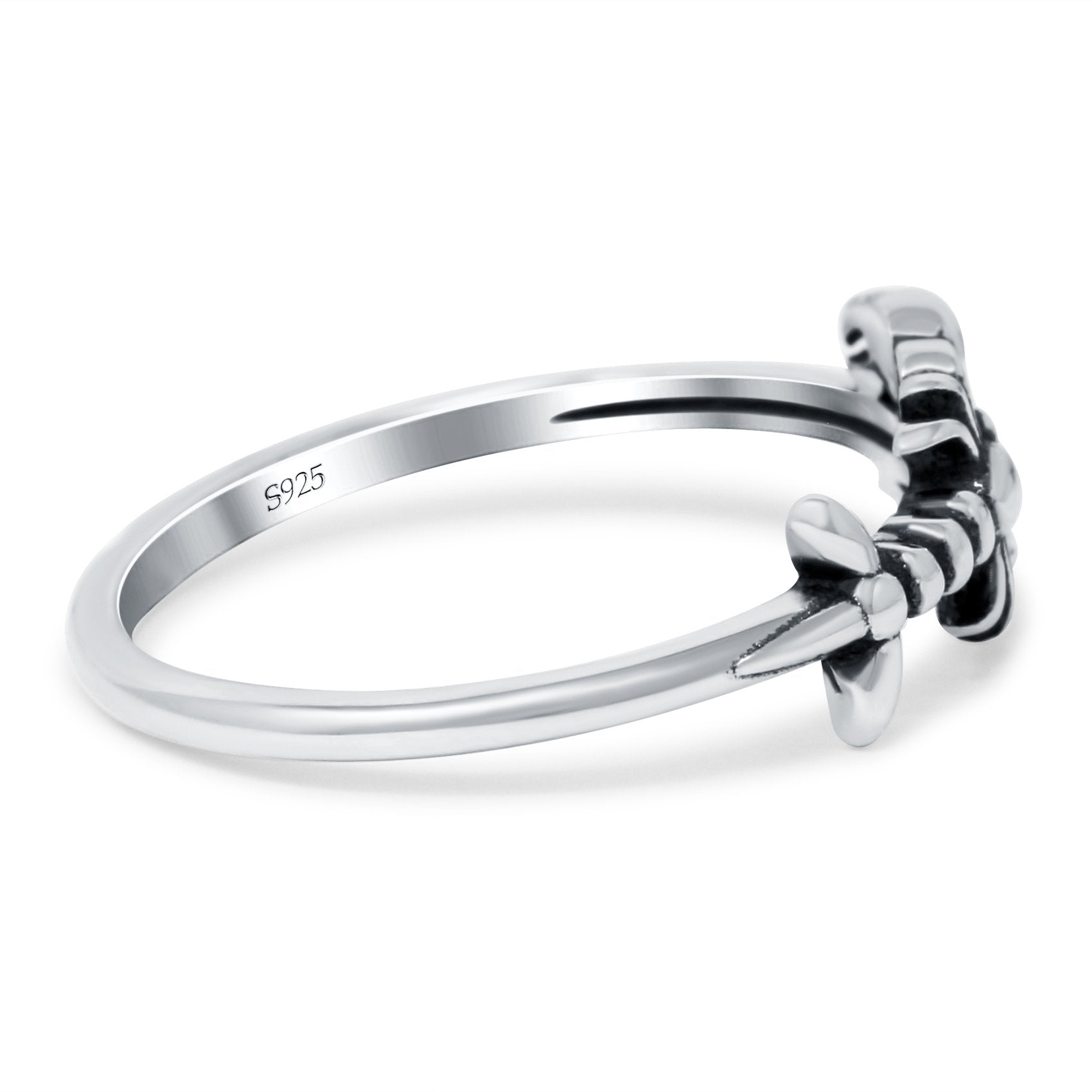 Lobster Band Oxidized Ring Solid 925 Sterling Silver Thumb Ring (6mm)