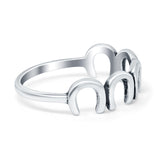 Simple Plain Oxidized Horseshoe Ring Solid 925 Sterling Silver (6mm)