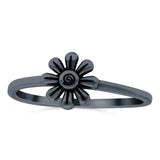 Flower Band Oxidized Ring Solid 925 Sterling Silver Thumb Ring (8mm)