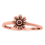 Flower Band Oxidized Ring Solid 925 Sterling Silver Thumb Ring (8mm)