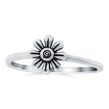 Flower Band Oxidized Ring Solid 925 Sterling Silver Thumb Ring (8mm)