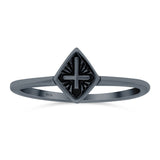 Cross Band Oxidized Ring Solid 925 Sterling Silver Thumb Ring (8mm)