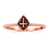 Cross Band Oxidized Ring Solid 925 Sterling Silver Thumb Ring (8mm)