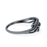 Flower Ring Oxidized Band Solid 925 Sterling Silver Thumb Ring (7mm)