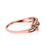 Flower Ring Oxidized Band Solid 925 Sterling Silver Thumb Ring (7mm)
