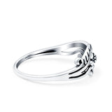 Flower Ring Oxidized Band Solid 925 Sterling Silver Thumb Ring (7mm)