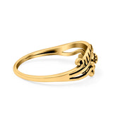 Flower Ring Oxidized Band Solid 925 Sterling Silver Thumb Ring (7mm)