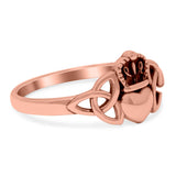 Celtic Claddagh Band Oxidized Ring Solid 925 Sterling Silver (9mm)