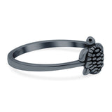 Turtle Band Oxidized Ring Solid 925 Sterling Silver Thumb Ring (8mm)