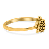 Turtle Band Oxidized Ring Solid 925 Sterling Silver Thumb Ring (8mm)