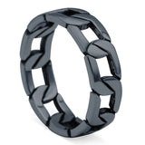 Link Chain Band Oxidized Ring Solid 925 Sterling Silver Thumb Ring (6mm)