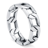 Link Chain Band Oxidized Ring Solid 925 Sterling Silver Thumb Ring (6mm)