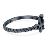 Anchor Band Oxidized Ring Solid 925 Sterling Silver Thumb Ring (8mm)