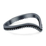 V Shaped Band Oxidized Ring Solid 925 Sterling Silver Thumb Ring (8mm)