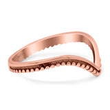V Shaped Band Oxidized Ring Solid 925 Sterling Silver Thumb Ring (8mm)