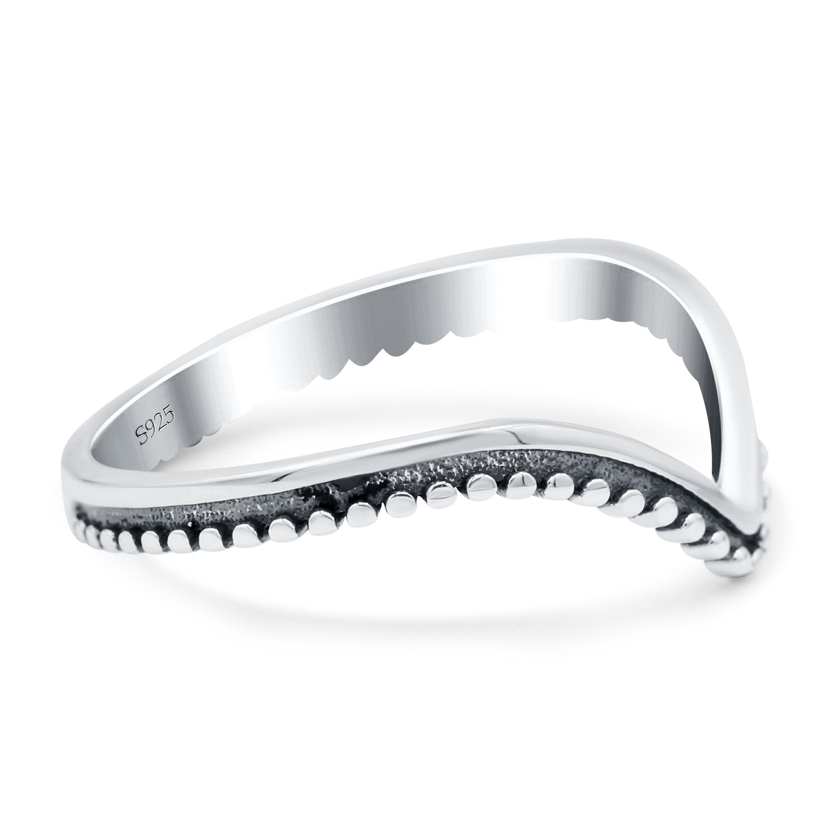 V Shaped Band Oxidized Ring Solid 925 Sterling Silver Thumb Ring (8mm)