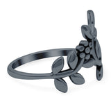 Leaves & Vines Band Oxidized Ring Solid 925 Sterling Silver Thumb Ring (14mm)