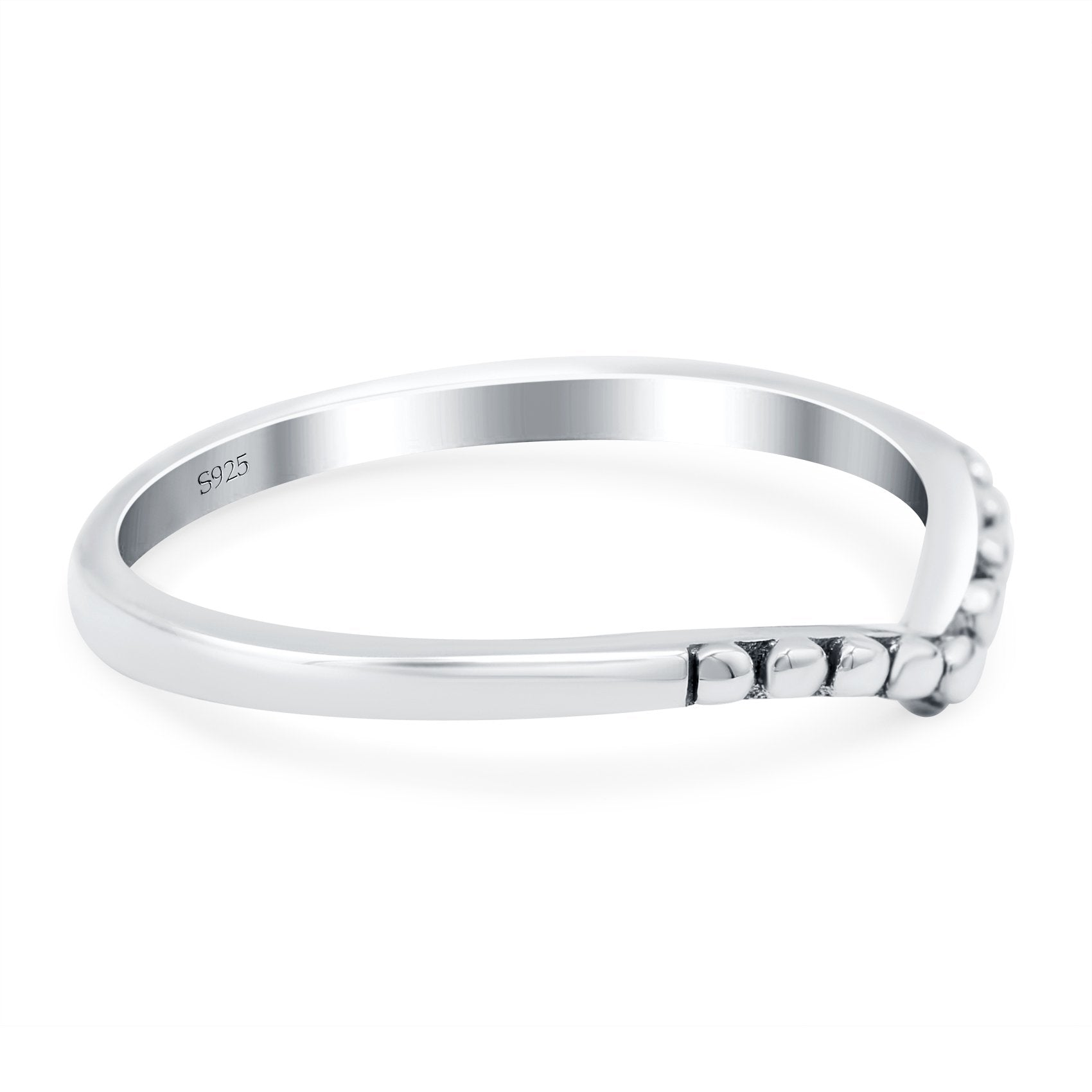 V Dot Band Oxidized Ring Solid 925 Sterling Silver Thumb Ring (7mm)
