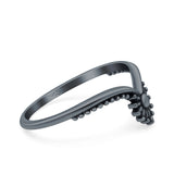 V Shaped Bali Oxidized Band Solid 925 Sterling Silver (8mm)