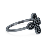 Celtic Cross Band Oxidized Ring Solid 925 Sterling Silver (12mm)