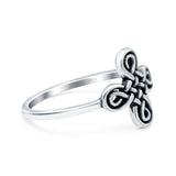 Celtic Cross Band Oxidized Ring Solid 925 Sterling Silver (12mm)