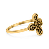 Celtic Cross Band Oxidized Ring Solid 925 Sterling Silver (12mm)