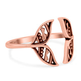 Whale Tail Band Oxidized Ring Solid 925 Sterling Silver Thumb Ring (7mm)