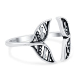 Whale Tail Band Oxidized Ring Solid 925 Sterling Silver Thumb Ring (7mm)