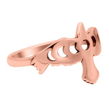 Eagle Moon Phase Band Oxidized Ring Solid 925 Sterling Silver Thumb Ring (12mm)