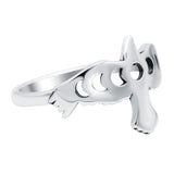 Eagle Moon Phase Band Oxidized Ring Solid 925 Sterling Silver Thumb Ring (12mm)