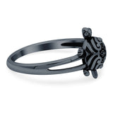Turtle Band Oxidized Ring Solid 925 Sterling Silver Thumb Ring (12mm)