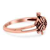 Turtle Band Oxidized Ring Solid 925 Sterling Silver Thumb Ring (12mm)