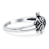 Turtle Band Oxidized Ring Solid 925 Sterling Silver Thumb Ring (12mm)