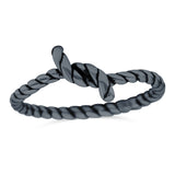 Rope Knot Ring Oxidized Band Solid 925 Sterling Silver (7mm)