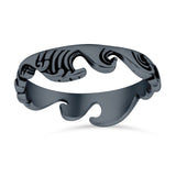 Ocean Waves Band Oxidized Ring Solid 925 Sterling Silver Thumb Ring (5mm)
