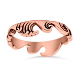 Ocean Waves Band Oxidized Ring Solid 925 Sterling Silver Thumb Ring (5mm)